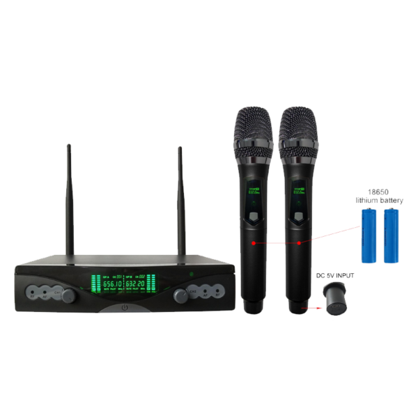 UD-M82 UHF Dual-channel Portable KTV Wireless Mic